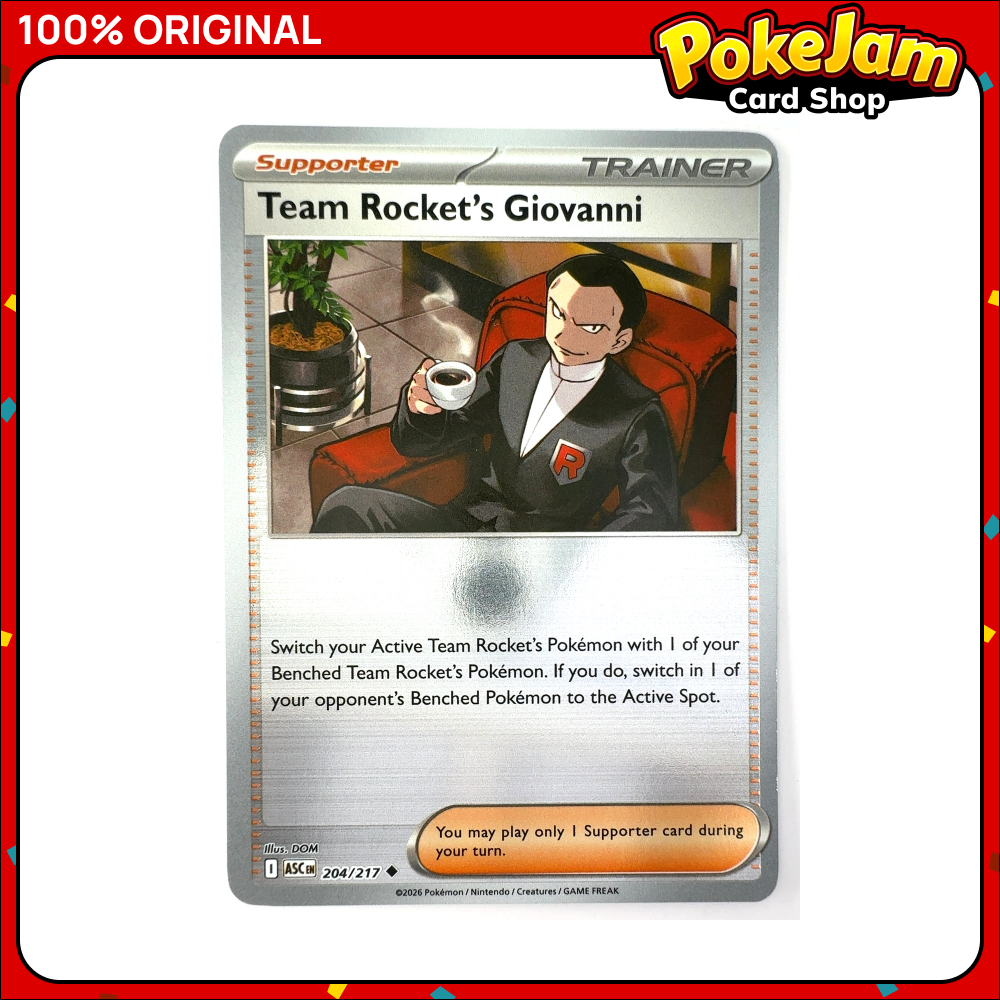 Team Rocket's Giovanni 204/217 - Reverse Hologram - Ascended Heroes - Pokemon Card