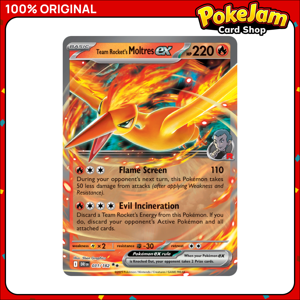 Team Rocket's Moltres ex 31/182 - Double Rare - Destined Rivals - Pokemon Card