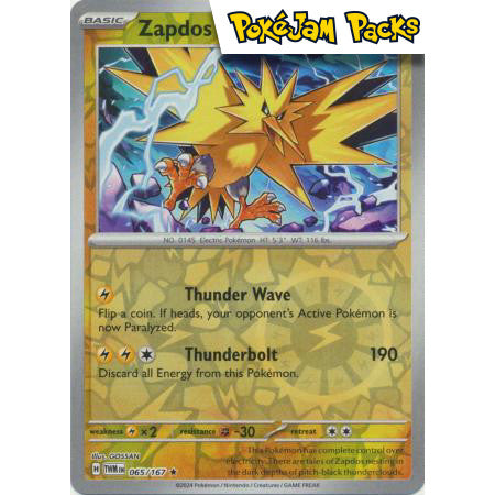 Zapdos - 065/167 - Holo Rare Reverse Holo - Twilight Masquerade - Pokémon TCG