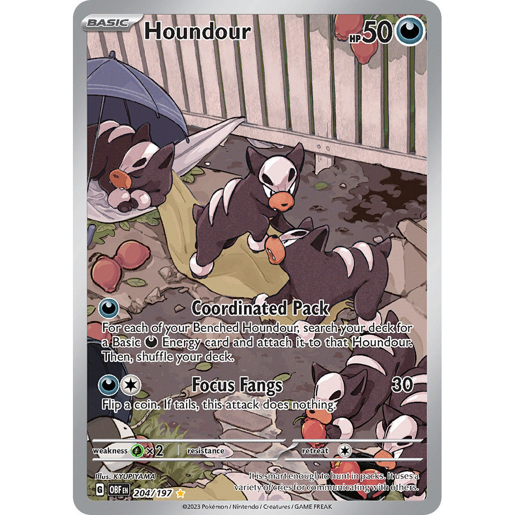 Houndour - 204/197 - Illustration Rare - Obsidian Flames - Pokemon TCG