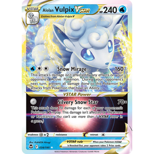 Alolan Vulpix VSTAR - 034/195 - Ultra Rare - Silver Tempest - Pokemon TCG