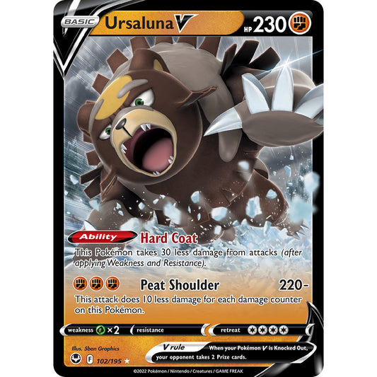Ursaluna V - 102/195 - Ultra Rare - Silver Tempest - Pokemon TCG