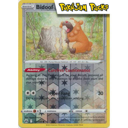 Bidoof - 111/159 - Common Reverse Holo - Crown Zenith  - Pokémon TCG