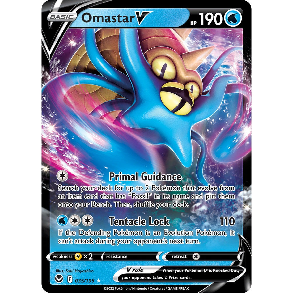 Omastar V - 035/195 - Ultra Rare - Silver Tempest - Pokemon TCG