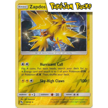 Zapdos - 24/68 - Rare Reverse Holo - Hidden Fates  - Pokémon TCG