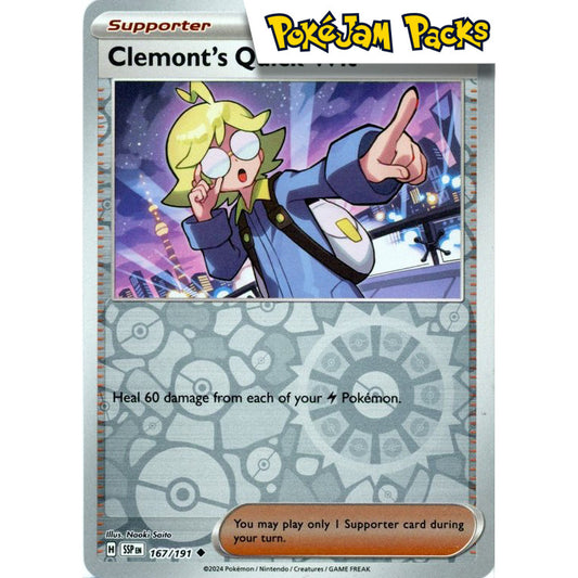 Clemont's Quick Wit - 167/191 - Uncommon Reverse Holo - Surging Sparks - Pokémon TCG