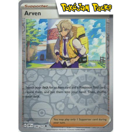 Arven - 186/197 - Uncommon Reverse Holo - Obsidian Flames - Pokémon TCG
