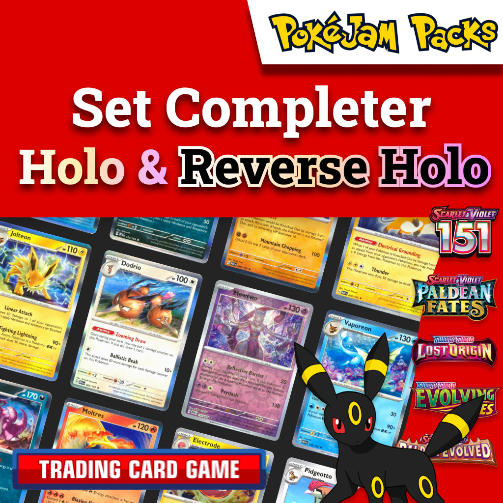 Pokémon Master Set Completer - 10/20pcs Holos & Reverse Non-Repeating Card Packs - Pokémon TCG Cards