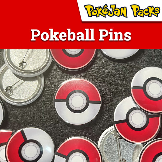 Pokeball Button Pin - 1.25in / 32mm Diameter - Pokemon Accessory Fan-made