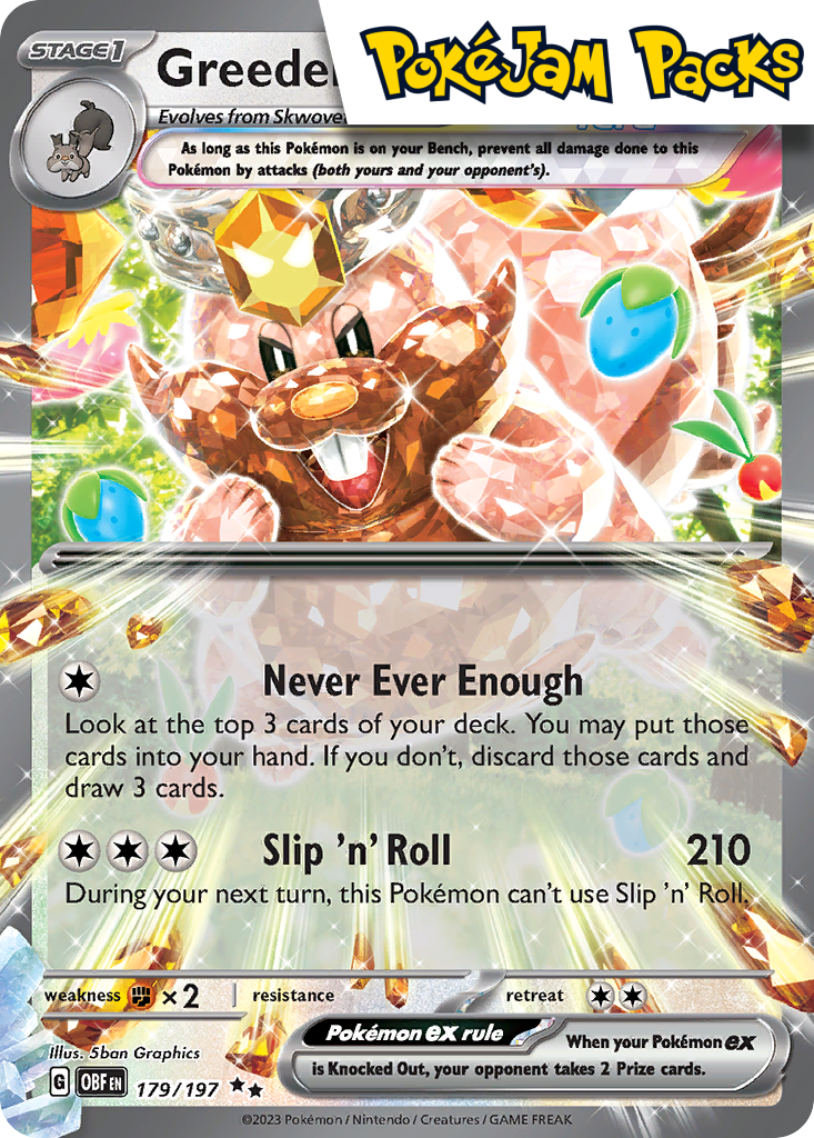 Greedent ex - 179/197 - Ultra Rare - Obsidian Flames - Pokemon TCG