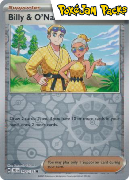 Billy and O'Nare - 142/159 - Common Reverse Holo - Journey Together - Pokemon TCG