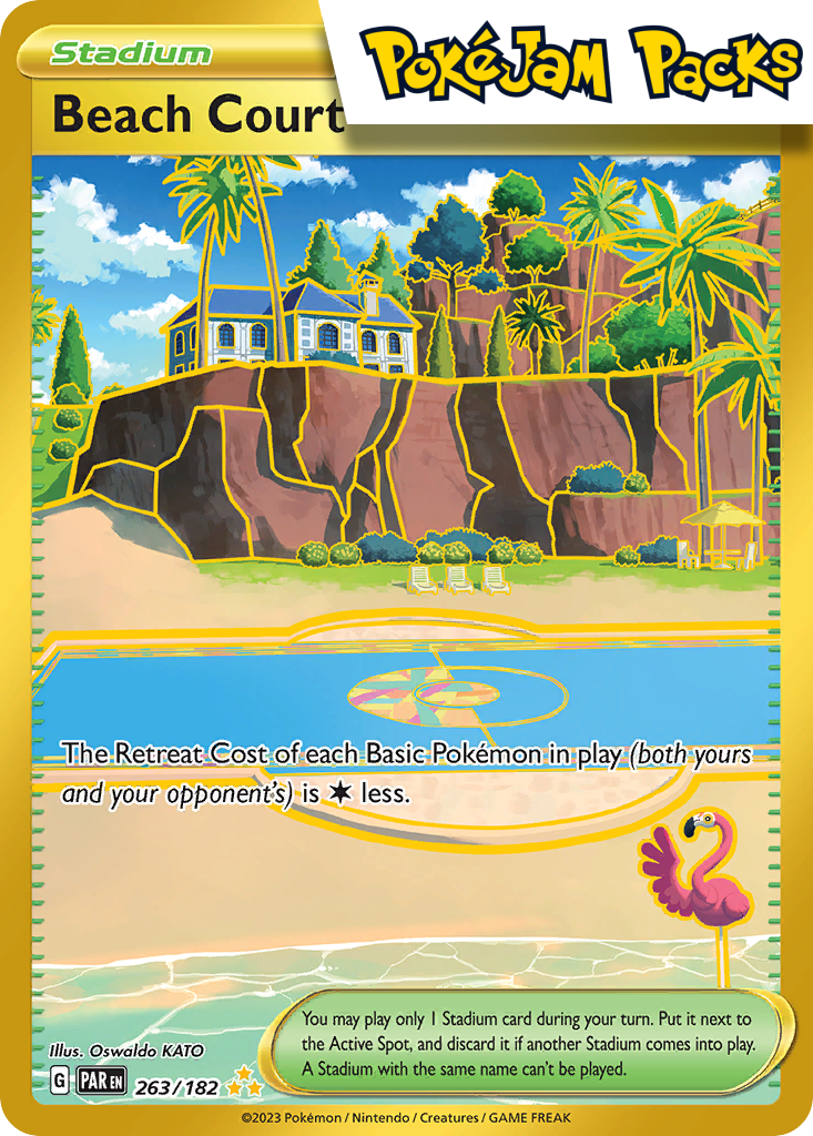 Beach Court - 263/182 - Gold Secret - Paradox Rift - Pokemon TCG PokJam Packs Beach Court - 263/182 - Gold Secret - Paradox Rift - Pokemon TCG PokJam Packs
