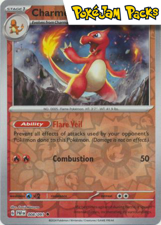 Charmeleon - 008/091 - Uncommon Reverse Holo - Paldean Fates - Pokemon TCG