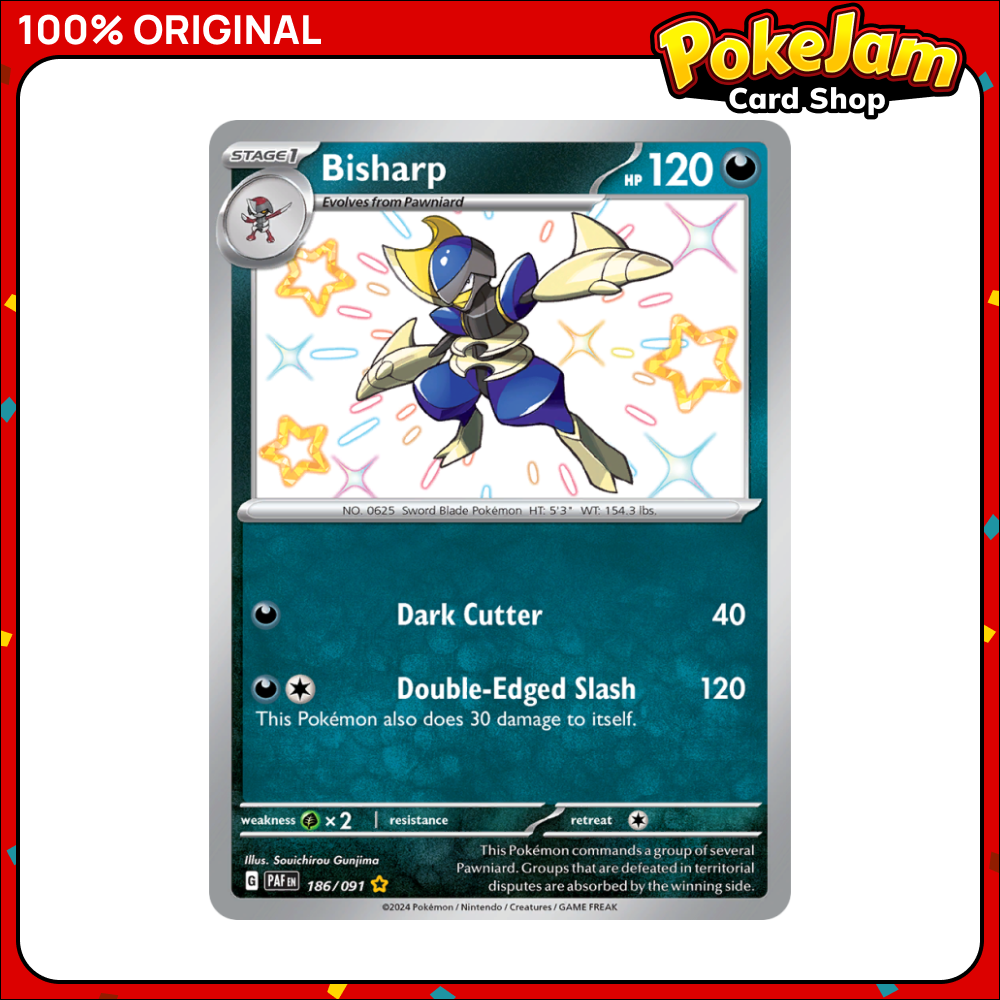 Bisharp 186/91 - Shiny Rare - Paldean Fates - Pokemon Card