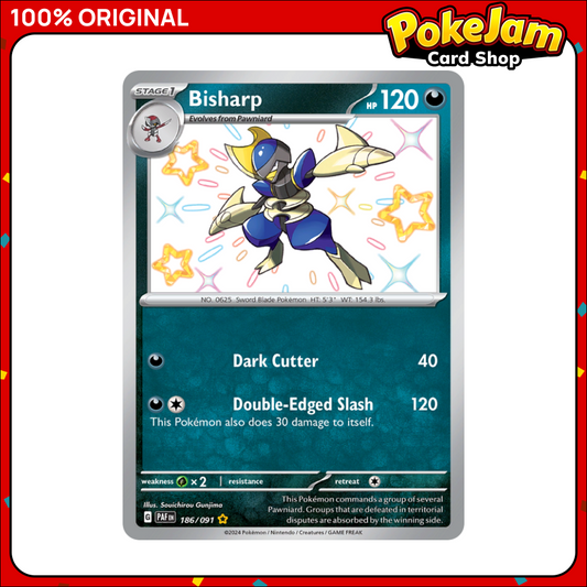 Bisharp 186/91 - Shiny Rare - Paldean Fates - Pokemon Card