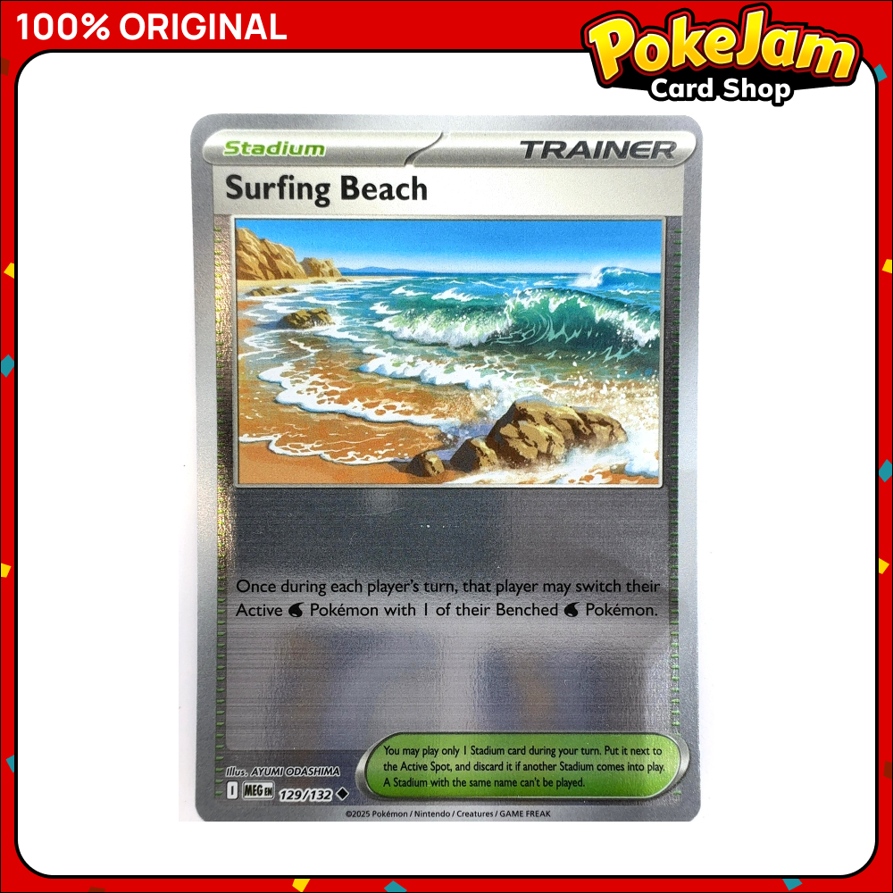 Surfing Beach 129/132 - Reverse Hologram - Mega Evolution - Pokemon Card