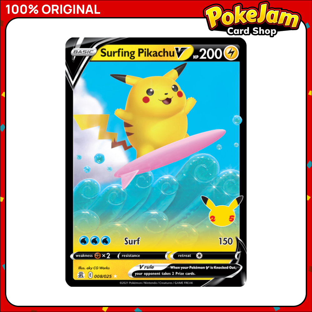 Surfing Pikachu V - 8/25 - Ultra Rare - Celebrations - Pokemon TCG