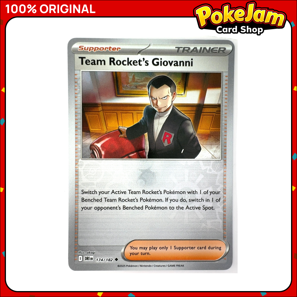 Team Rocket's Giovanni 174/182 - Reverse Hologram - Destined Rivals - Pokemon Card