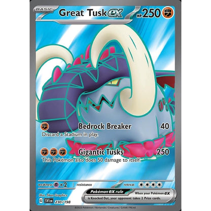 Great Tusk ex - 230/198 - Full Art Secret Rare - Scarlet & Violet - Pokemon TCG