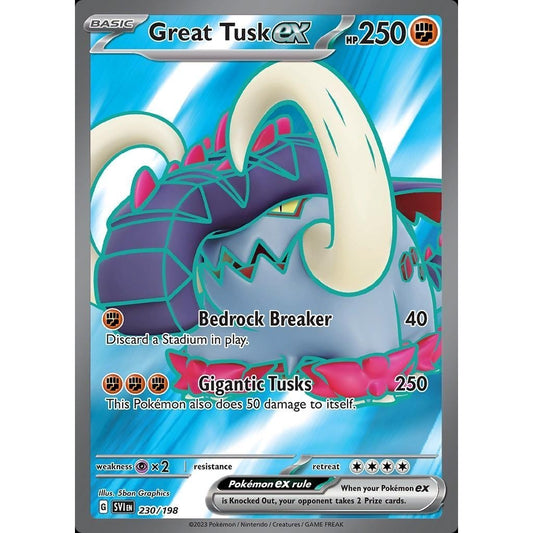 Great Tusk ex - 230/198 - Full Art Secret Rare - Scarlet & Violet - Pokemon TCG