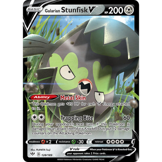 Galarian Stunfisk V - 128/189 - Ultra Rare - Darkness Ablaze - Pokemon TCG
