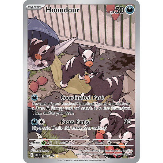 Houndour - 204/197 - Illustration Rare - Obsidian Flames - Pokemon TCG