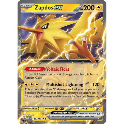 Zapdos ex - 145/165 - Ultra Rare - Scarlet & Violet 151 - Pokemon TCG