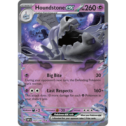 Houndstone ex - 102/197 - Ultra Rare - Obsidian Flames - Pokemon TCG