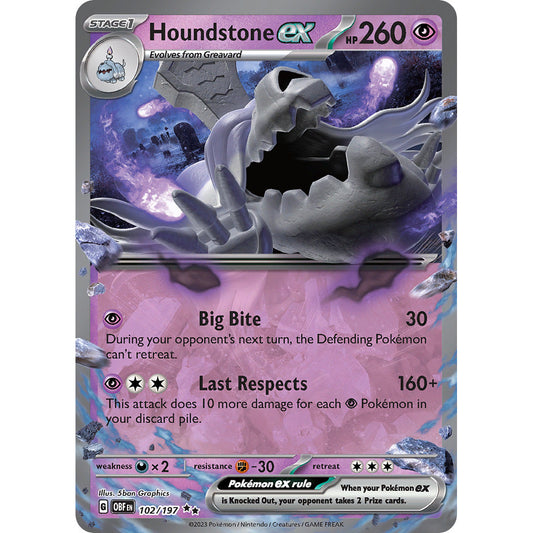 Houndstone ex - 102/197 - Ultra Rare - Obsidian Flames - Pokemon TCG