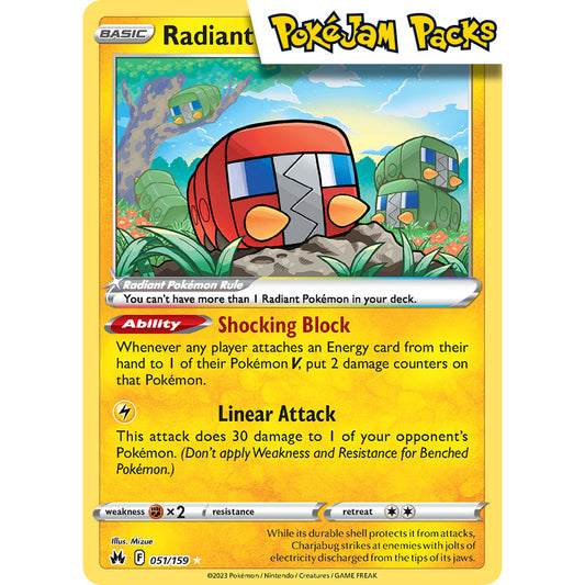 Radiant Charjabug - 051/159 - Radiant Rare - Crown Zenith - Pokémon TCG