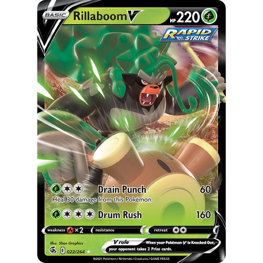 Rillaboom V - 022/264 - Ultra Rare - Fusion Strike - Pokemon TCG