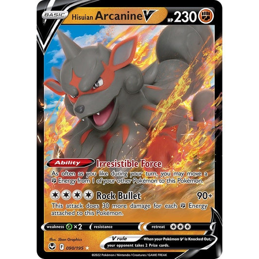 Hisuian Arcanine V - 090/195 - Ultra Rare - Silver Tempest - Pokemon TCG