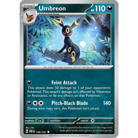 Umbreon - 130/197 - Uncommon - Obsidian Flames - Pokémon TCG