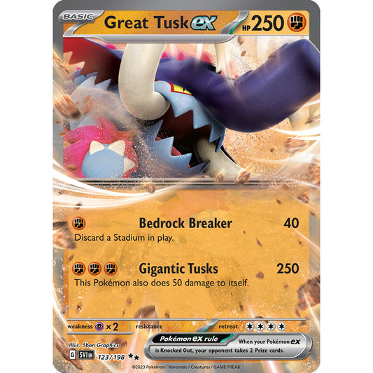 Great Tusk ex - 123/198 - Ultra Rare - Scarlet & Violet - Pokemon TCG