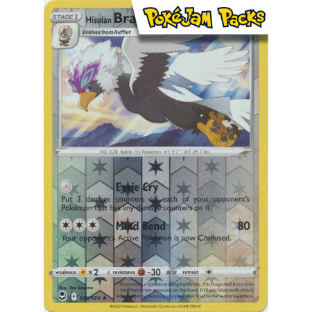 Hisuian Braviary - 149/195 - Rare Reverse Holo - Sword & Shield: Silver Tempest  - Pokémon TCG