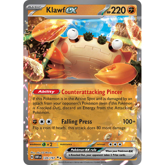 Klawf ex - 120/197 - Ultra Rare - Obsidian Flames - Pokémon TCG