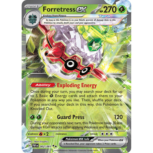 Forretress ex - 002/091 - Ultra Rare - Paldean Fates - Pokémon TCG