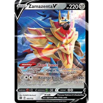 Zamazenta V - 105/172 - Ultra Rare - Sword & Shield: Brilliant Stars - Pokémon TCG