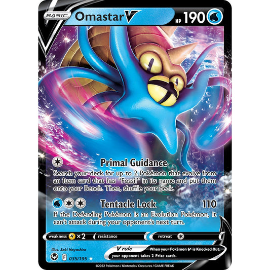 Omastar V - 035/195 - Ultra Rare - Silver Tempest - Pokemon TCG