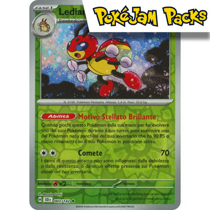 Ledian - 003/142 - Reverse Holo Rare - Stellar Crown - Pokémon TCG