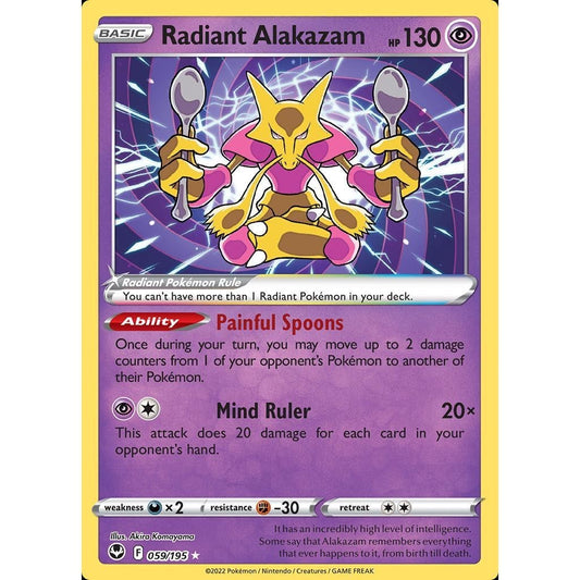 Radiant Alakazam - 059/195 - Radiant Rare - Silver Tempest - Pokemon TCG