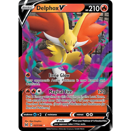 Delphox V - 027/196 - Ultra Rare - Lost Origin - Pokemon TCG