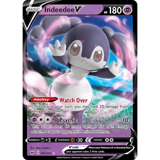 Indeedee V - 091/202 - Ultra Rare - Sword & Shield (Base Set) - Pokémon TCG