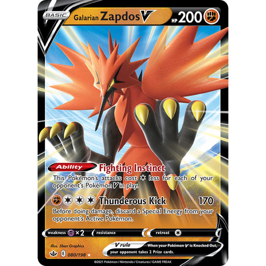 Galarian Zapdos V - 080/198 - Ultra Rare - Sword & Shield: Chilling Reign - Pokémon TCG