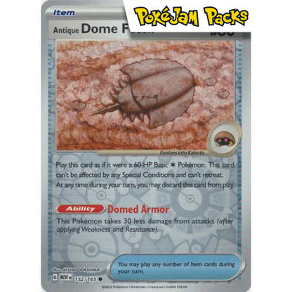 Antique Dome Fossil - 152/165 - Common Reverse Holo - Scarlet & Violet 151  - Pokémon TCG