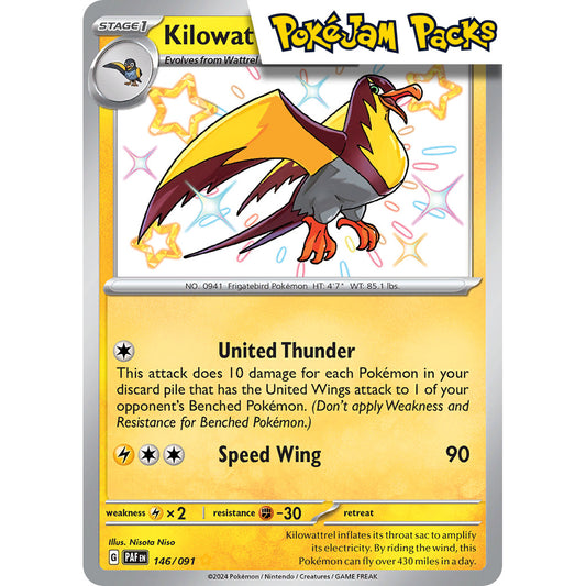 Kilowattrel - 146/091 - Shiny Rare - Paldean Fates - Pokémon TCG