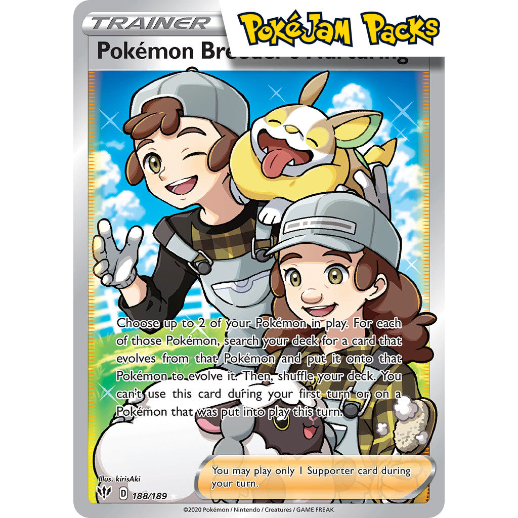 Pokemon Breeder's Nurturing - 188/189 - Full Art Ultra Rare - Darkness Ablaze - Pokémon TCG