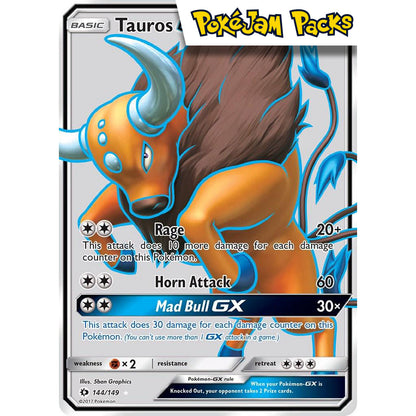 Tauros GX (MP) - 144/149 - Full Art Ultra Rare - Sun & Moon - Pokémon TCG
