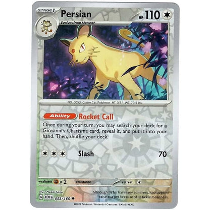 Reverse Holo Singles: Colorless, Fire, Fighting & Psychic - Scarlet & Violet 151 Pokémon TC