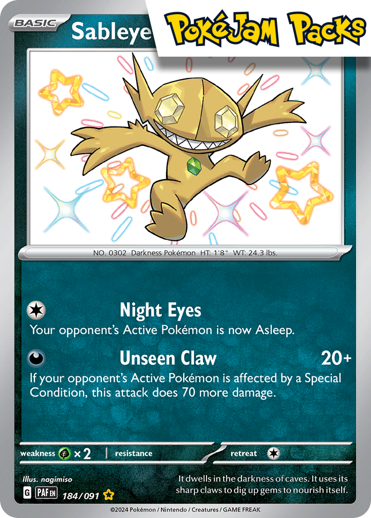Sableye - 184/091 - Shiny Rare - Paldean Fates - Pokemon TCG